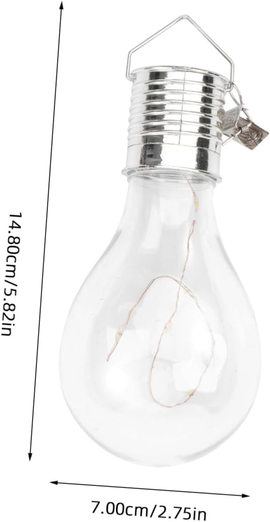 Uonlytech 6pcs Solar Powered Led Bulb String Lights Transparent Warm White Hanging Light Bulb Easy to Install Copper Wire Decoration for Garden Patio Party Home