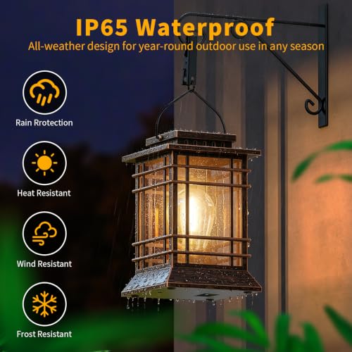 Solar Lanterns Outdoor Waterproof, Hanging Solar Lights for Outside 4 Pack