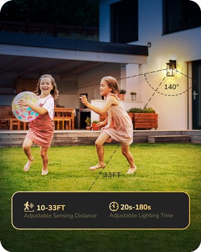 EDISHINE Outdoor Wall Lights with GFCI Outlet, Motion Sensor Dusk to Dawn