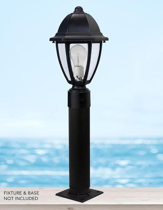 Solus 12, 24, or 36 inch Stub Post for Outdoor Lamp Fixtures – Aluminum Construction, .050" Wall Thickness – for Use with Pier Mount Surface Adapter (Sold Separately) – Made in USA (Black (36"))