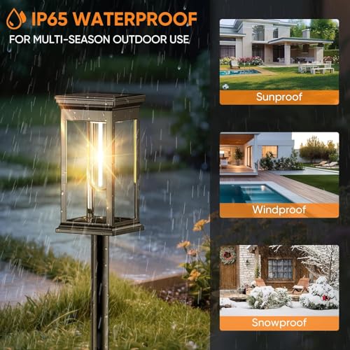 Solar Pathway Lights Outdoor Waterproof – 8 Pack Bright Solar Powered Garden Lights with Auto On/Off, IP65 LED Landscape Lighting for Walkway Patio Lawn Yard Decor