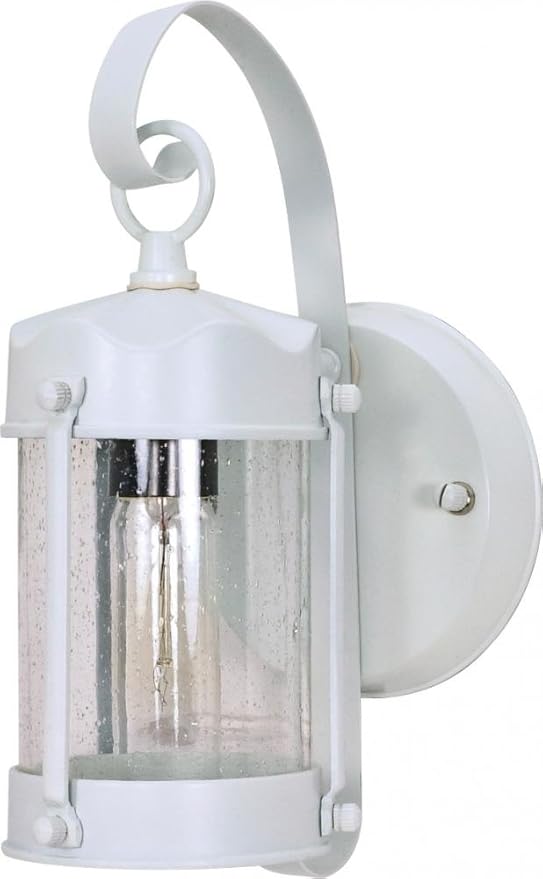 Nuvo 60/633 Piper Lantern with Clear Seed Glass, White - Outdoor Wall Light | Lumora