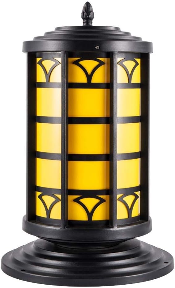 LaseVe Lights Outdoor Vintage Light Luxury Yellow Acrylic Column Lights Outdoor Waterproof Metal Iron Post Lights | Lumora
