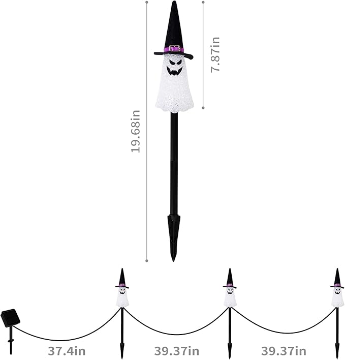 LIGHTSHINE 3PCS Ghost Solar Halloween Decorations, Solar Landscape Pathway Lights, Garden Stakes Light, Outdoor | Lumora