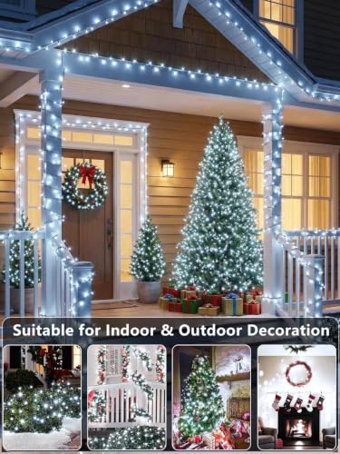 2 Pack Extendable 600 LED Christmas String Lights Indoor Outdoor Cool White