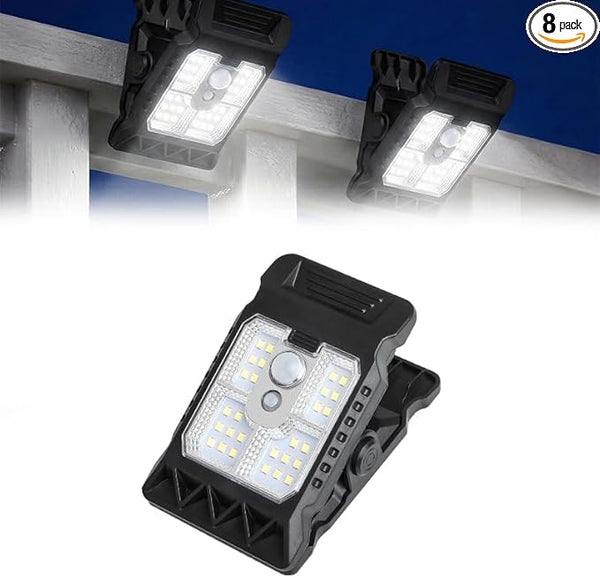 Solar Clip Light with Motion Sensor, 2026 New Portable Outdoor LED Light for Camping, Adjustable Clip On LED Light | Lumora