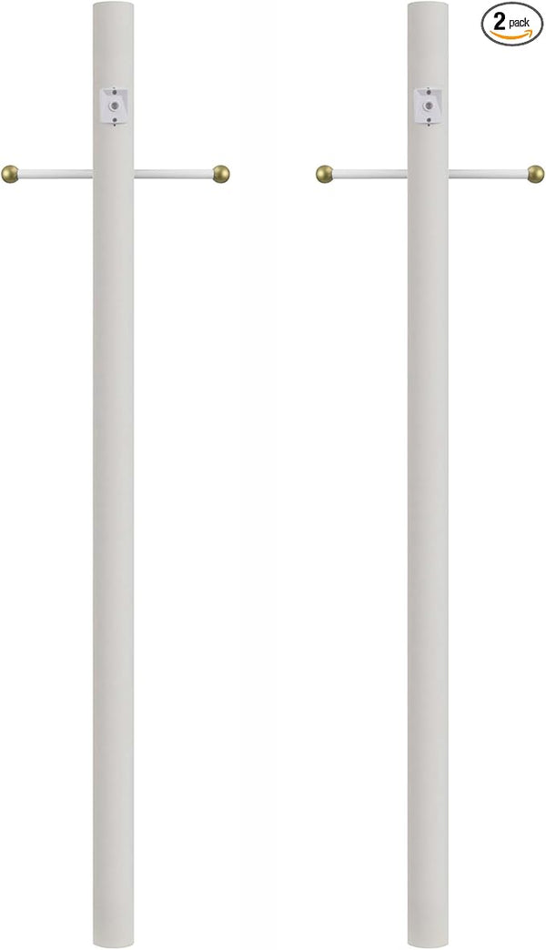 Solus 7-Foot Direct Burial Lamp Post – Aluminum Outdoor Light Pole with Decorative Cross Arm & Dusk-to-Dawn Sensor | Lumora