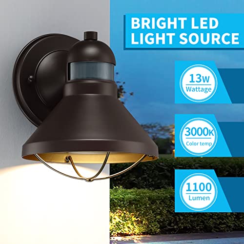LONEDRUID 2 Pack Dusk to Dawn Motion Sensor Outdoor LED Wall Light Fixtures