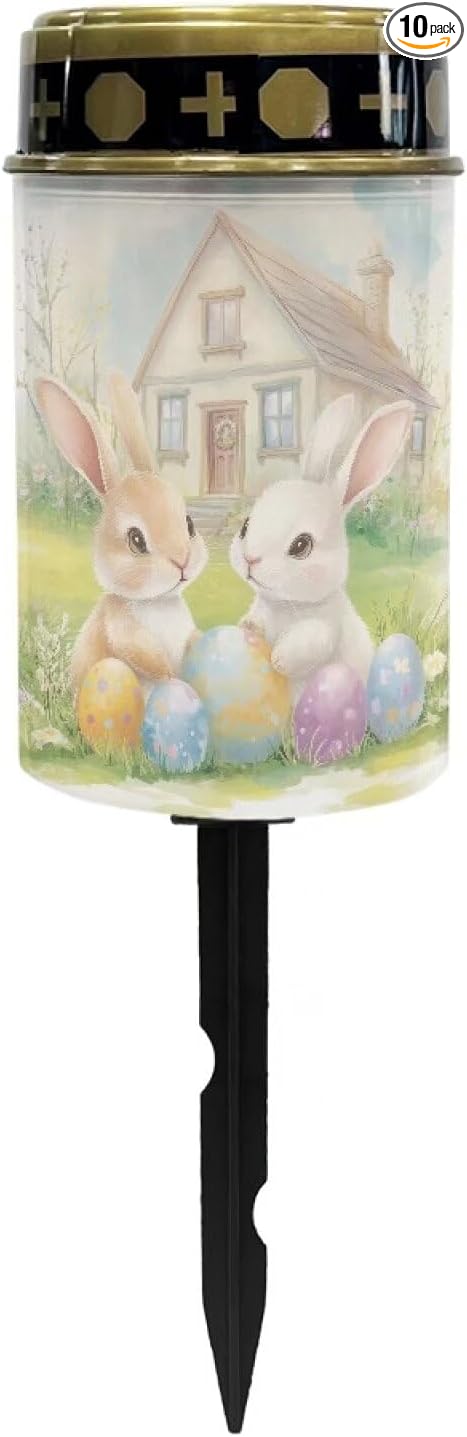 Easter Solar Lights Outdoor Solar Cross for Cemetery Grave Bunny Flameless Solar Powered Light for Prayer | Lumora