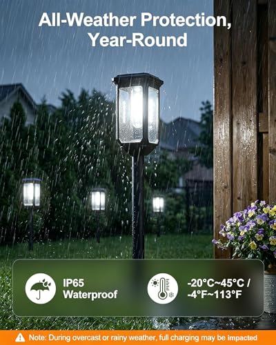 Tenmiro Solar Pathway Lights Outdoor 8 Pack, Bright Solar Garden Lights