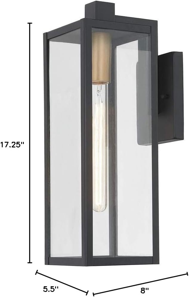 Modern Outdoor Wall Light Black 17.25 Inches Tall