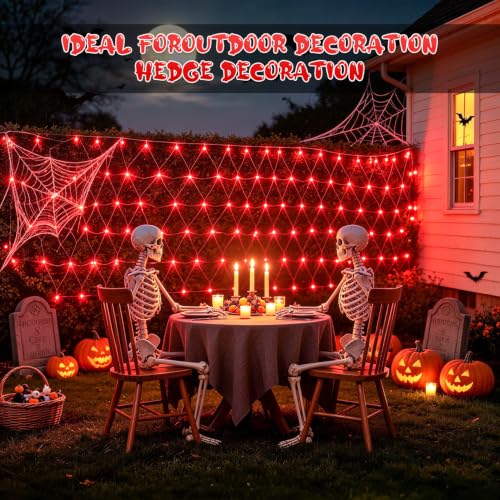 JMEXSUSS 200 LED Red Christmas Net Lights, 9.8ft x 6.6ft, Plug in