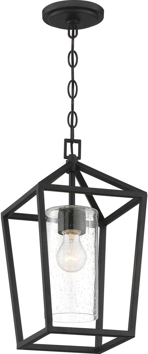 NUVO 60/6594 Hopewell Lighting Fixture, 1Lt Hanging Lantern, Matte Black - Outdoor Wall Light | Lumora