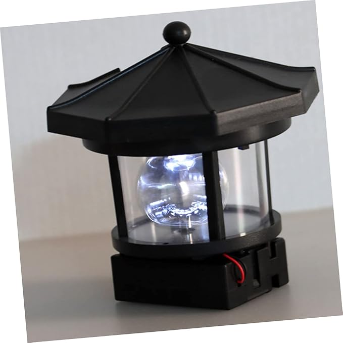 2Pcs Solar Powered Lighthouse Decor Rotatable Outdoor Garden Light Ornament Solar Lamp for Pathway and Lawn Nautical Decor