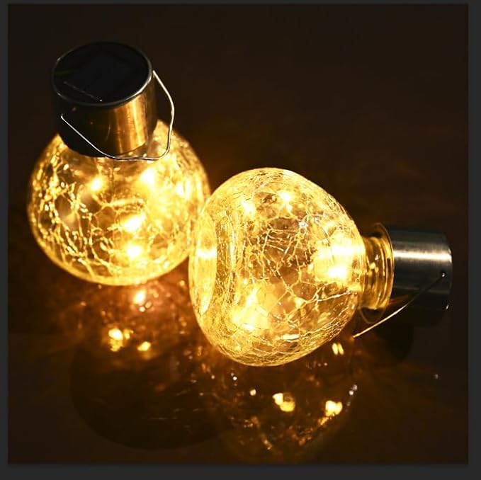 GIGALUMI Hanging Solar Lantern, 4 Pack Outdoor Christmas Decorations, Hanging Solar Lights Outdoor Waterproof, Garden Decor for Lawn, Garden, Yard, Tree Warm White