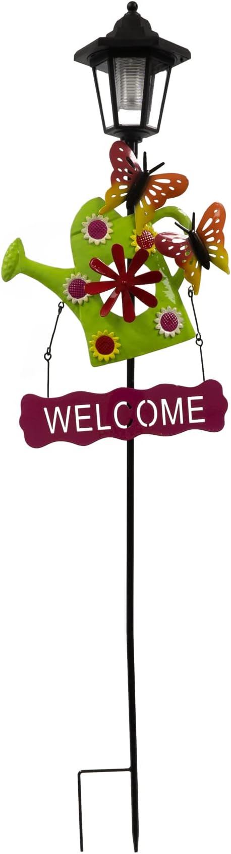 Crosslight Solar LED Watering Can Welcome Sign - Weatherproof Garden Stake Light for Outdoor Decoration - Decor for Yard, Lawn, Patio, Pathway, Backyard | Warm White