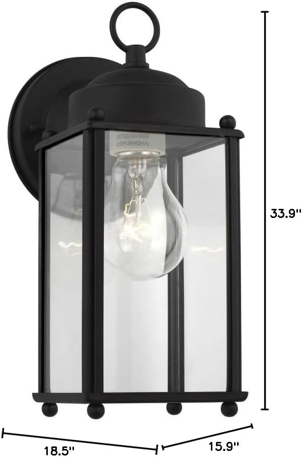 Generation Lighting 8593-965 New Castle Clear Glass Outdoor Wall Sconce Lighting Fixture, 1-Light 75 Watt, 10" H x 5" W, Antique Brushed Nickel