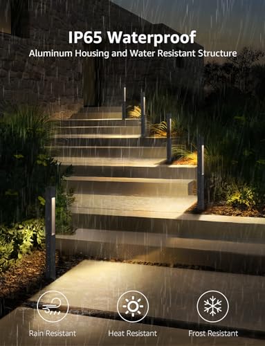 SUNVIE 3W LED Low Voltage Landscape Pathway Lights 3000K Black, 4 Pack