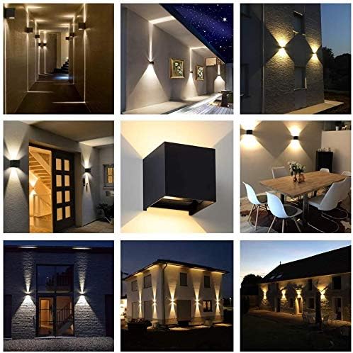 LANFU LED Aluminum Waterproof Wall Lamp, (Upgrade Dusk to Dawn Sensor) Waterproof Outdoor Light 20W 100-277V 2800K-3000K(Not dimmable) Outdoor Wall Light Warm Light 2LEDS (Black-20W-Larger)