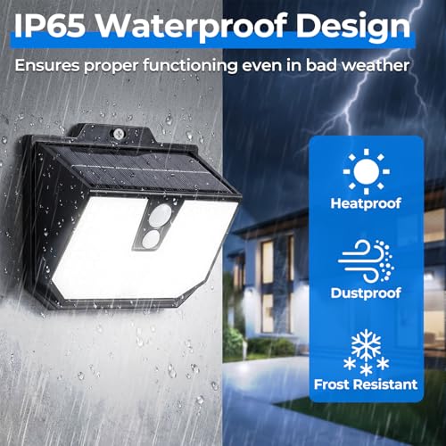 Brightever Solar Lights Outdoor Motion Sensor, 6 Packs Super Bright Solar Fence Lights with 3 Lighting Modes, Solar Powered Security Wall Lights Waterproof for Outside, Yard, Pathway, Garden, Deck