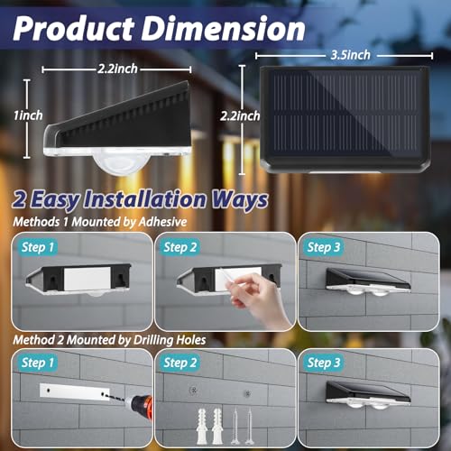 Brightever Solar Fence Lights Outdoor Black 16-Pack, 3000K/5000K/6500K