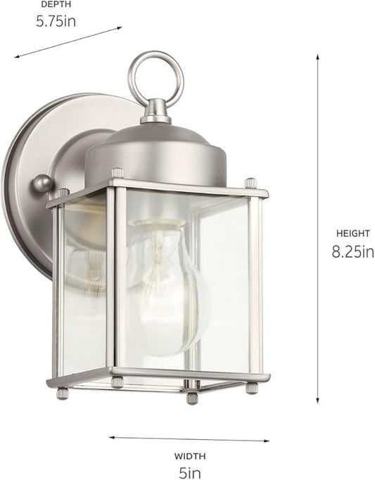 KICHLER 9611SS Outdoor Wall Light, 8.25" Height, Stainless Steel, 1 Light