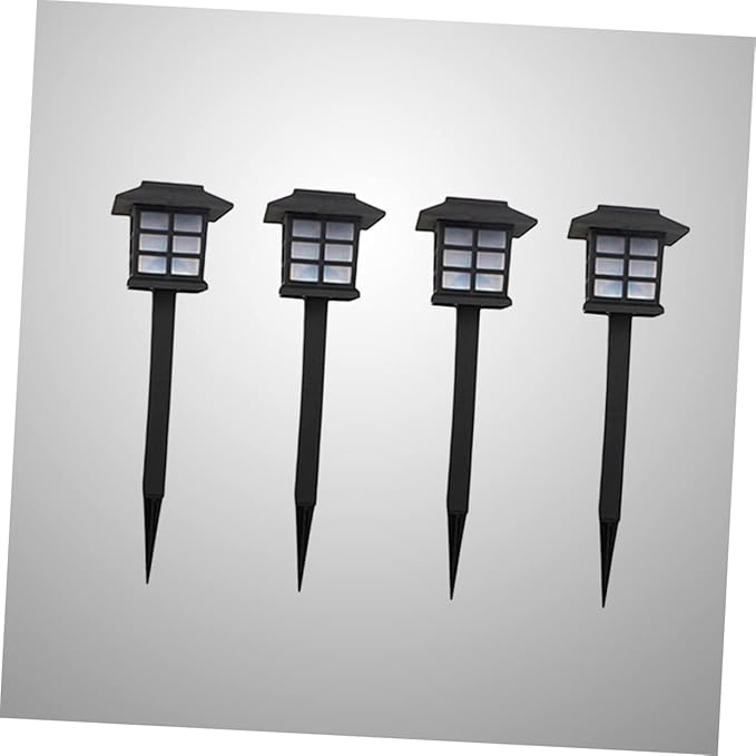 4pcs Solar Pathway Lights Solar Spike Lights for Garden Lawn Walkway Warm Led Outdoor Landscape Lighting Black