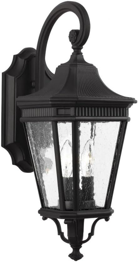 Feiss OL5421BK Cotswold Lane Outdoor Patio Lighting Wall Lantern, Black, 2-Light (9"W x 21"H) 120watts