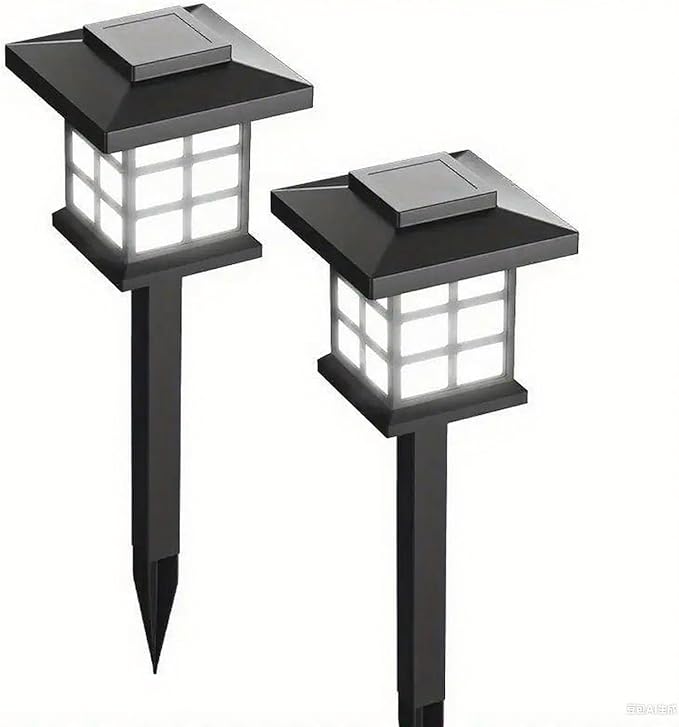 Solar LED Garden Light Lawn Light, Outdoor Path Channel Lighting, Suitable for Courtyard, Lawn and Lane Decoration, Windproof and Energy-Saving, Decorative Garden Light (2 White Lights)