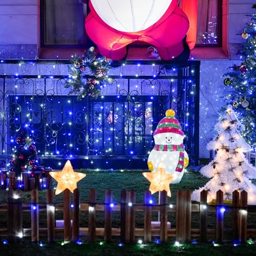 JMEXSUSS 66ft 200 LED Blue and White Christmas Lights, String Light Plug in