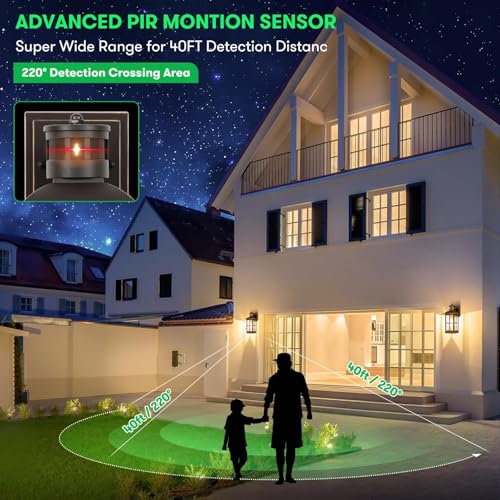 VerRon 13in Motion Sensor Porch Lights, Dusk to Dawn Outdoor Light Fixtures