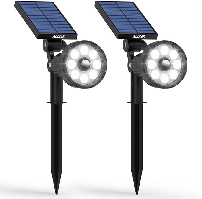 Aootek Solar Lights Landscape Spotlights,Upgraded Smarter PIR Motion Sensor with 3modes(Security/Permanent On All Night/Smart Brightness Control) Waterproof for Yard Garden Walkway Porch Pool Patio