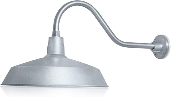 17in. Galvanized Finish Outdoor Gooseneck Barn Light Fixture with 22in. Long Extension Arm - Wall Sconce Farmhouse | Lumora