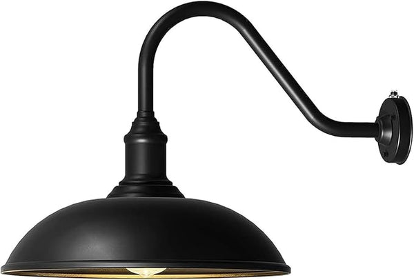 24" Extra Large Vintage Gooseneck Barn Light with Dusk to Dawn Sensor, Farmhouse Wall Mount Exterior Light Fixture | Lumora
