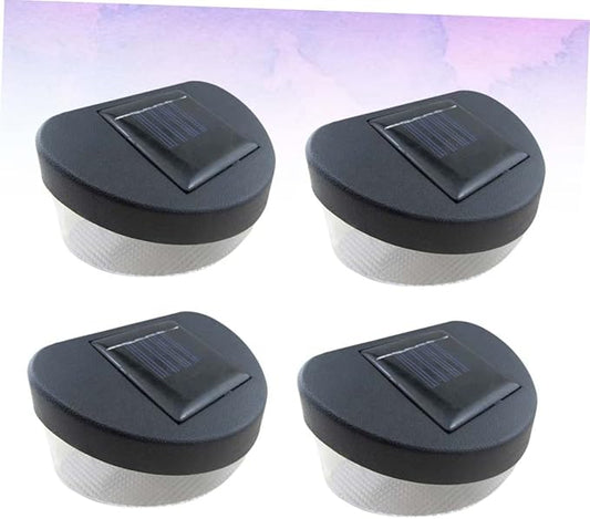 Cabilock 4pcs Solar LED Outdoor Wall Lights Garden Lamp for Pathway Porch Fence Black Shell with White Light Easy Installation
