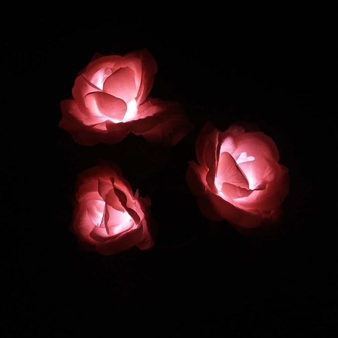 LED Solar Power Decorative Artificial Rose Flower Pot Plant Landscape Light Night Lamp Outdoor Garden Yard Pathway Lawn Grassland Pink