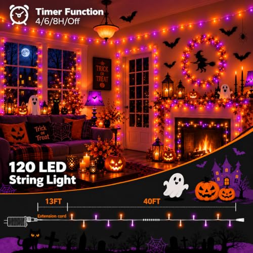 120LED 53FT Smart Color Changing Halloween String Lights RGB App & Remote