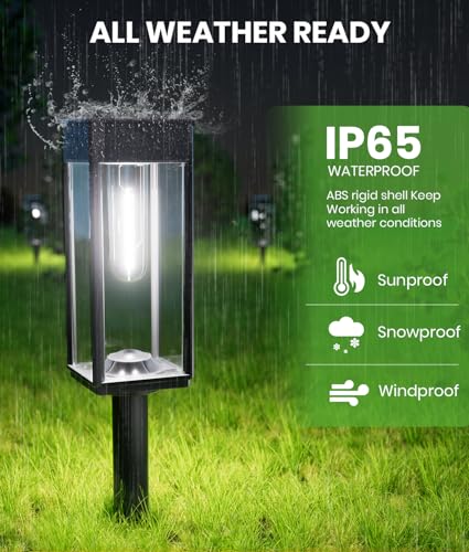 BITPOTT Solar Path Lights, 2 Pack, 3 Heights, Cool White, IP65