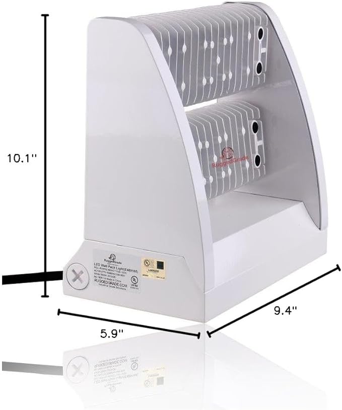 RuggedGrade 80W - Rotate IV Series LED Wall Pack with Photocell - 11,100 Lumens - Color Selectable 3000K/4000K/5000K - Outdoor LED Wall Light - White - DLC 5.1 Premium