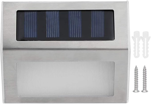 Walfront Solar Step Lights, LED Outdoor Stair Lights, Stainless Steel, Warm White, IP65 Waterproof, 4 LED, for | Lumora