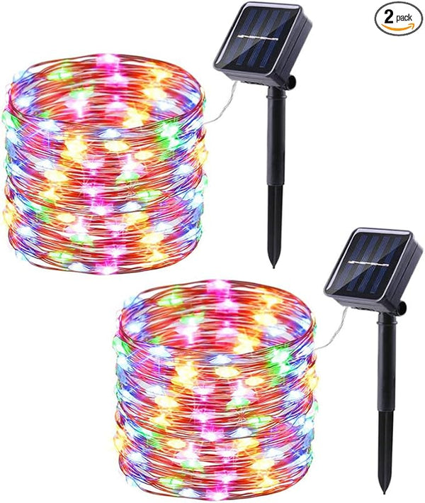 Lomotech Solar String Lights Outdoor - 2 Pack Total 66ft 200LED Solar Fairy Lights Waterproof 8 Modes Twinkle | Lumora