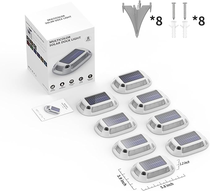 8Pack Aluminum Alloy Solar Driveway Lights, IP68 Solar Deck Light Marine Dock Lights Outdoor Waterproof | Lumora