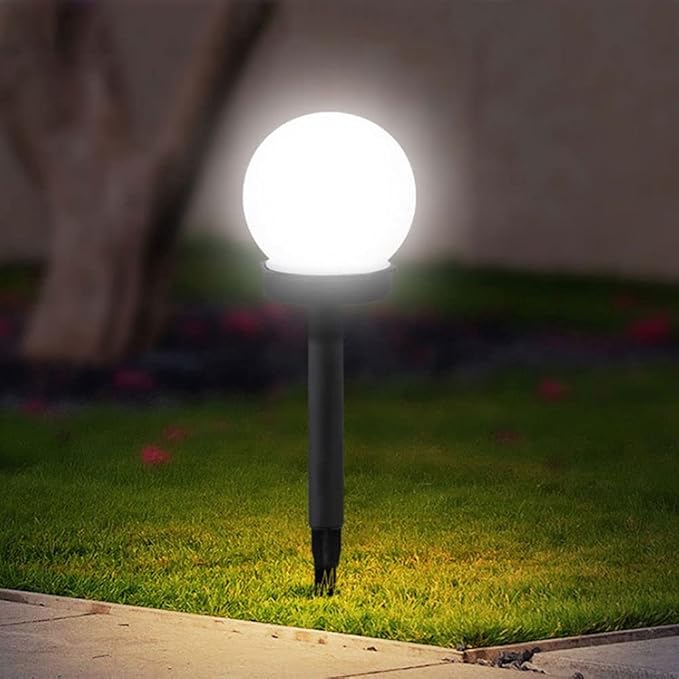 Solar Pathway Lights Outdoor, 3 Pack Solar White Globe Garden Lights, Waterproof Walkway Lighting Outdoor Garden Landscape Lawn Lanterns, Patio Yard Pathway Driveway Lights