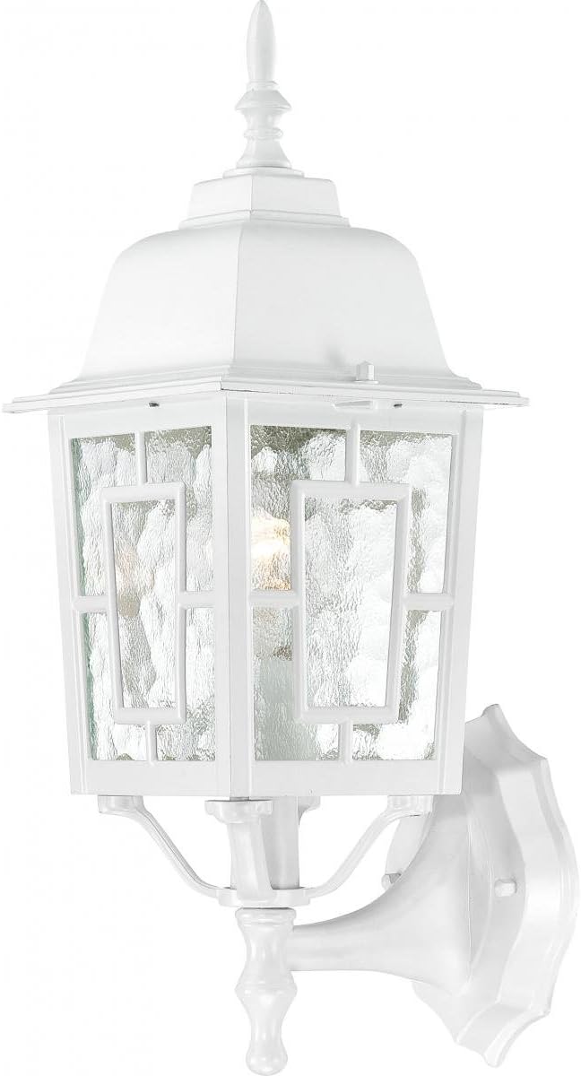 Nuvo Lighting 60/4924 Banyon One Light Wall Lantern/Arm Up 100 Watt A19 Max. Clear Water Glass White Outdoor Fixture | Lumora