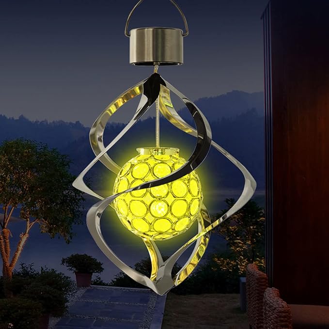 Outdoor Hanging Solar Lights, Waterproof Solar Powered Decorative Landscape Lanterns with 7 Color Auto-Changing for Garden Walkway Patio Yard Solar Wind Chime Lights,1 Pack
