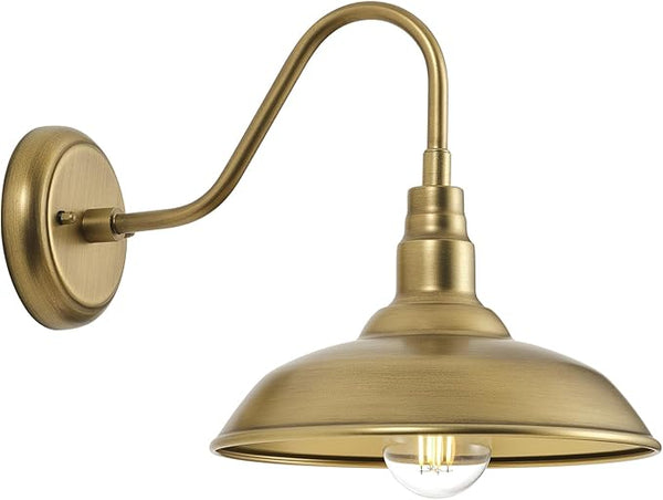 10 Inch Gooseneck Barn Light for Farmhouse, Brass Exterior Barn Style Light Fixture with Wall Mount, Outside Goose | Lumora