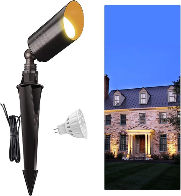 Cheopha Solid Brass Low Voltage Landscape Lighting,12V Landscape Lights, Compact Size Low Voltage Spotlight Fixture | Lumora