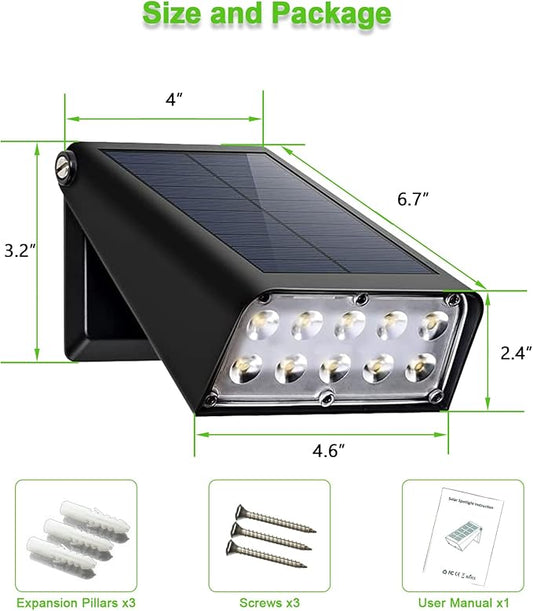 Solar Lights Outdoor with Lights Reflector&2 Lighting Modes, Solar Security Spot Lights 90° Adjustable, IP65 Waterproof Solar Powered Wall Lights for Garden/Patio/Yard/Deck/Pool Area, 8-Pack