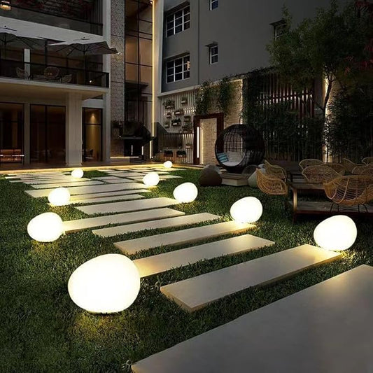 Solar Lights, Pebbles, Outdoor Waterproof Landscape Night Lights for Garden Paths, Stairs, Lawns, Patios, Yard Party Decorations, 2 Pack (Warm Light)
