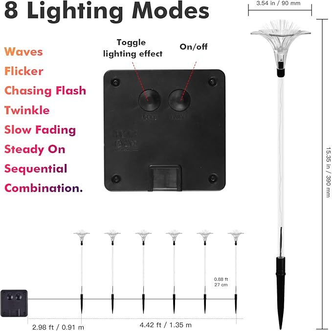 Upgraded Solar Garden Light Outside Decorations,Set of 6PCS Multicolor Optical Fiber Bigger Lily Flowers Light Outdoor Waterproof Solar Flowers Lights for Xmas Housewarming Gifts Decor